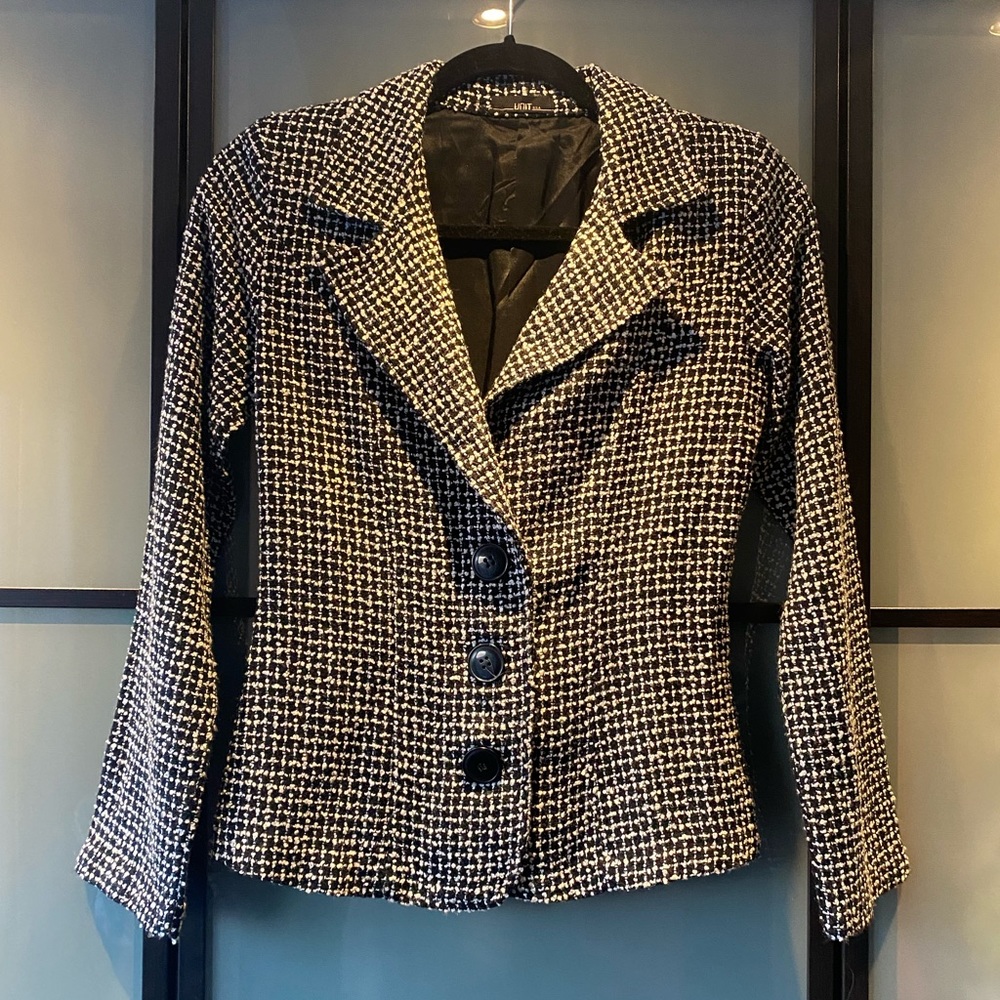 Tweed style blazer with back tie